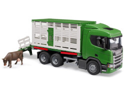 Bruder Scania Přepravník zvířat s figurkou krávy 1:16